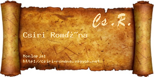 Csiri Romána névjegykártya